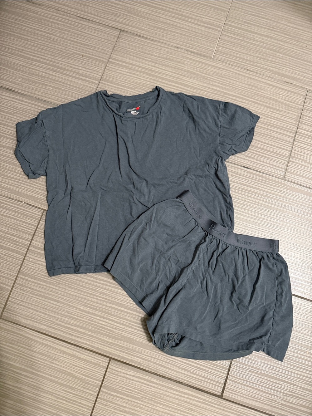 Hanes Slate Blue Two Piece Lounge/Sleep Set - Size Small